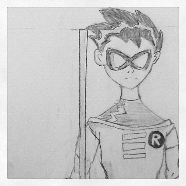 After much erasing and hard work, I finally... started.... #art #sketch #teentitans #robin